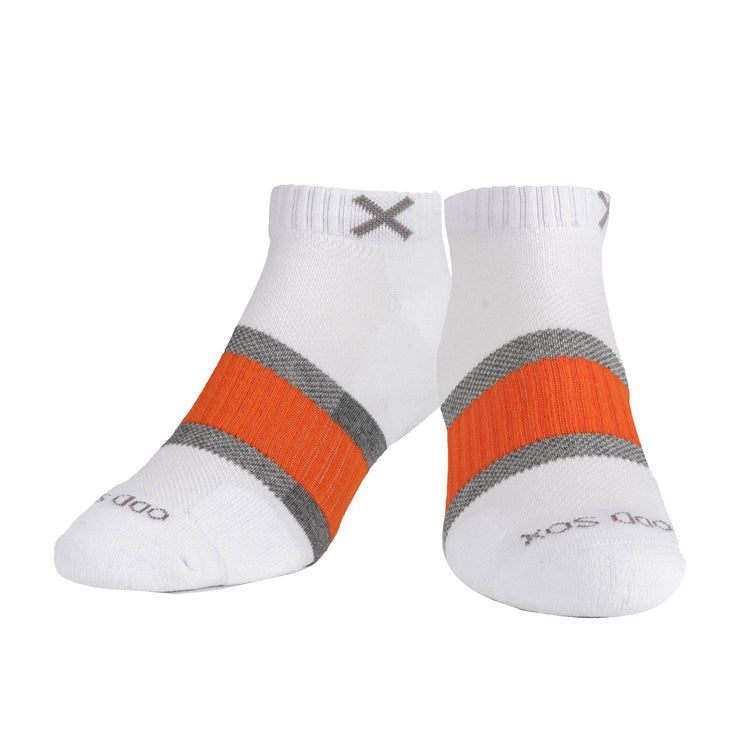 Basix Men Ankle 3 Stripe White Gray Orange