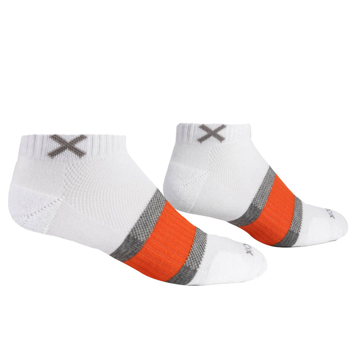 Basix Men Ankle 3 Stripe White Gray Orange