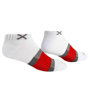 Basix Men Ankle 3 Stripe White Gray Red