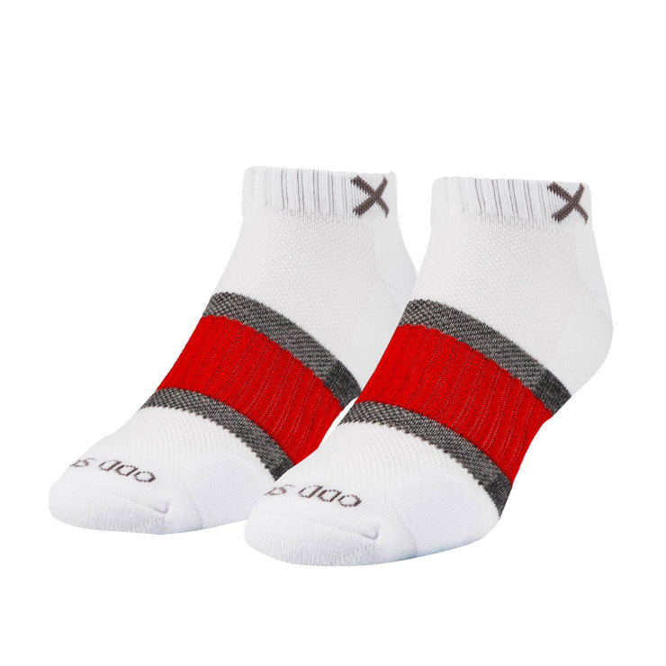 Basix Men Ankle 3 Stripe White Gray Red