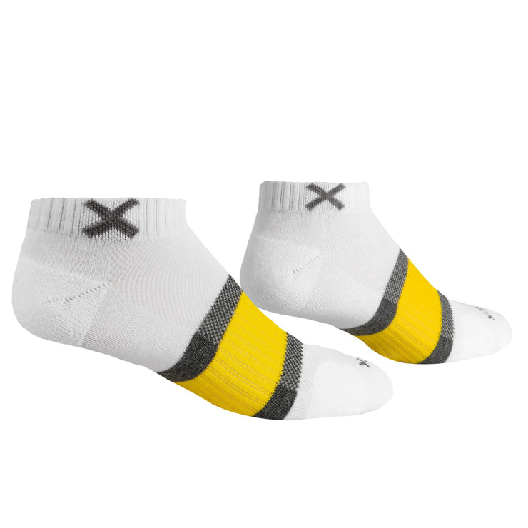 Basix Men Ankle 3 Stripe White Gray Yellow