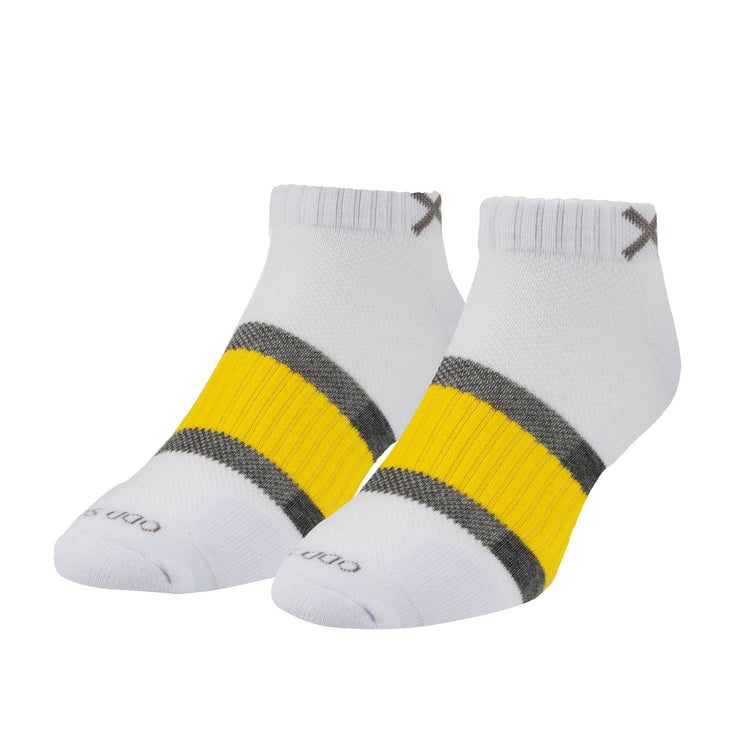 Basix Men Ankle 3 Stripe White Gray Yellow