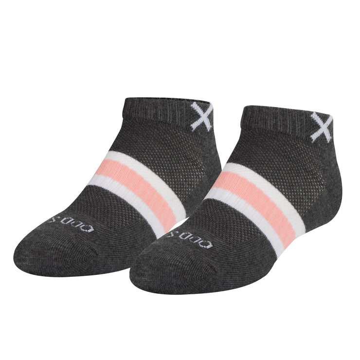 Basix Women Ankle 3 Stripe Pastel Gray Pink White