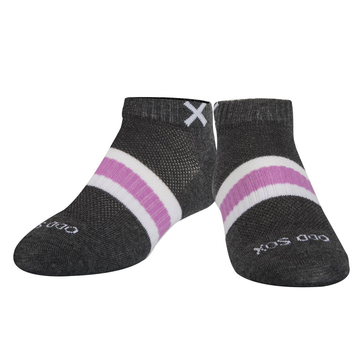 Basix Women Ankle 3 Stripe Pastel Gray Purple White