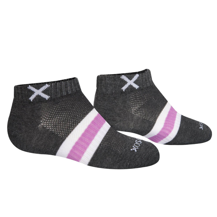 Basix Women Ankle 3 Stripe Pastel Gray Purple White