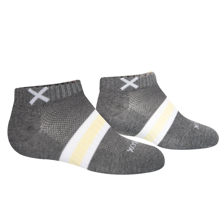 Basix Women Ankle 3 Stripe Pastel Gray Yellow White