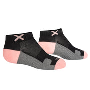 Basix Women Ankle 3 Block Pastel Black Pink Heather