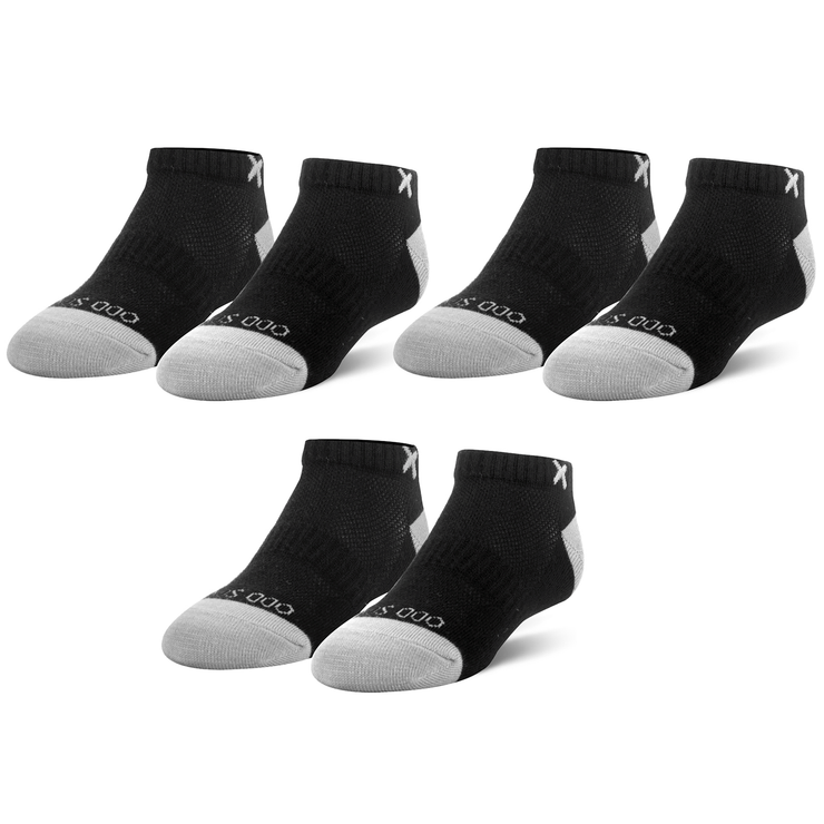 Black Gray Big Kids Ankle Socks