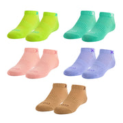 Solid Pastel Colors Big Kids Ankle Socks (5 Pack)