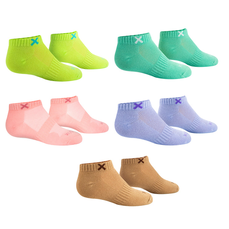 Solid Pastel Colors Big Kids Ankle Socks (5 Pack)