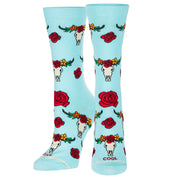 Floral Steer Heads Women's Crew Socks