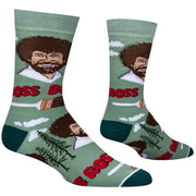 Bob Ross Repeat Green Men's Crew Socks