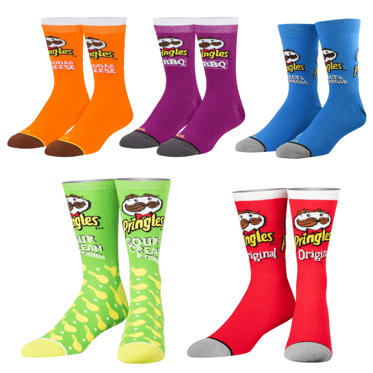 Cool Socks, Fun Pringles Chips Socks Gift Box Set, 5 Pairs, Bright Colorful