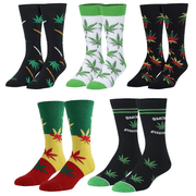 Cool Socks, Funny Weed, Pot and Marijuana Themed Socks Gift Box Set, 5 Pairs