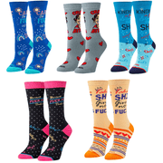 Cool Socks, Cute Funny Curse, Swear Words, Fuck You Socks Gift Box Set, 5 Pairs